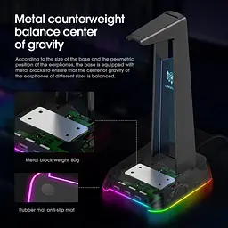 Тримач навушників Onikuma RGB Gaming ST-2 3USB AUX - мініатюра 8