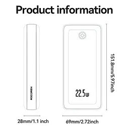 Павербанк - портативний акумулятор Rocoren Haoyue Pro 20000mAh 22.5W чорний - мініатюра 9