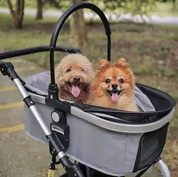 Складна коляска для домашніх тварин зі знімною переноскою Oui Oui Pet Stroller YA01K Grey - мініатюра 4