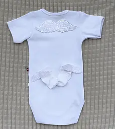 Набір на виписку та хрестини боді + шкарпетки "Ангел" зріст 68 см Brilliant Baby Білий