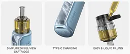 Под-система VooPoo Doric E Pod 1500 mAh 3 ml Kit Cyan (15828) - мініатюра 2