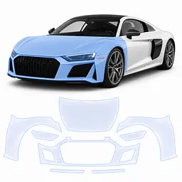 Антигравійна захисна бронеплівка за лекалами для Audi R8 4S 2015-2024 - передня частина авто (капот бампер крила))
