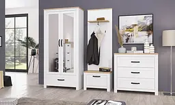 Тумба для взуття Lagom Ланцет 1 д Німфея Альба/Дуб Крафт Золотий 637x350x448 мм біла  (640557) - мініатюра 3