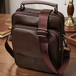 Стильний чоловічий месенджер з натуральної шкіри Vintage 21949 коричневий