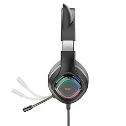 Ігрові дротові навушники Hoco W107 Cute Cat Ear, USB, 3.5mm, 2m, Black-Pink - мініатюра 3