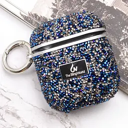 TPU чохол Bling World Rock Diamond для навушників AirPods 1/2 Синій - мініатюра 6