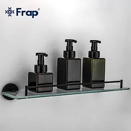 Полиця Frap скло 50 см F30207 1/10, чорний/нержавіюча сталь - мініатюра 3