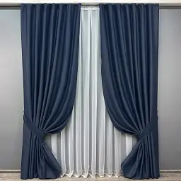Комплект штор VR-Textil Midnight блекаут 2 шт 100x290 см темно-синій (1164ш) - мініатюра 2
