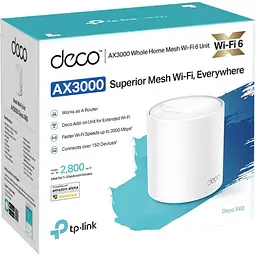 MESH-система TP-Link mesh Deco X60 AX3000 1Pc White 802.11ax (Deco-X60-1-pack) - мініатюра 5
