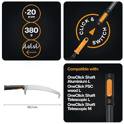 Пила садова закруглена з гаком Fiskars OneClick 360 мм, зріз на себе (1080690) - мініатюра 2