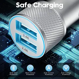 Автомобільний USB зарядний пристрій 5V/2.4A з двома портами та кабелем USB-C 1 м - мініатюра 6