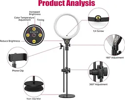 Кільцева LED лампа Ulanzi T1 26см (UV-2517) [81645] - мініатюра 6
