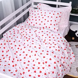 Наволочка MirSon Poplin Line Kids 01 Little Hearts 40х60 см біла з червоним (2200009710438) - мініатюра 2