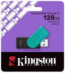 Флеш накопичувач USB 128Gb DataTraveler Exodia S, Black/Turquoise Kingston teh0021062 - мініатюра 3