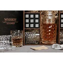 Подарунковий набір Whiskey Stones камені для віскі 18 штук + інструкція + щипці + мішечок для зберігання + 4 склянки та декантер - мініатюра 5