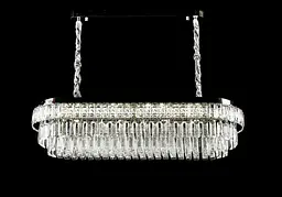 Овальна хромована кришталева світлодіодна люстра Splendid Ray L2211/1000*350/8+LED (CR), 100 см на 8 ламп - мініатюра 3