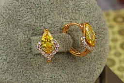 Сережки Xuping Jewelry маркиз із жовтим каменем 1.4 см золотисті - мініатюра 2
