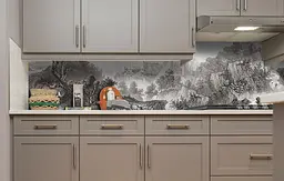 Вініловий кухонний фартух Гобелен наклейка для кухні ПВХ замок Природа Сірий 65х250 см Happy Pocket Z181444 - мініатюра 5