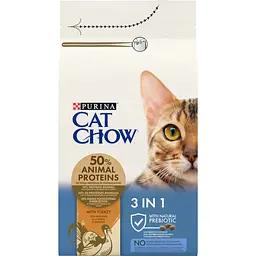 Сухий корм для котів Cat Chow Feline 3 in 1 з індичкою 1.5 кг - мініатюра 2