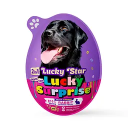 Яйце-сюрприз Lucky Star для собак з іграшкою кролячим вʼяленим мʼясом у формі серця