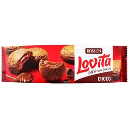 Упаковка здобного печива ROSHEN Lovita Soft Cream Cookies choco 127 г х 16 шт
