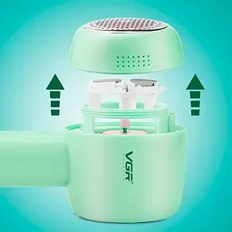 Акумуляторна машинка для видалення катишків із 3 ножами 20 мм Lint Remover VGR V-813 прилад для зняття ковтунців з одягу з резервуаром 5500 об/хв Зелений - мініатюра 10
