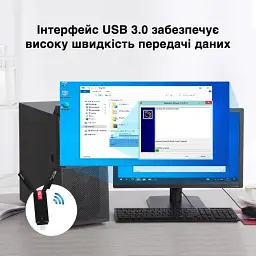 Тридіапазонний адаптер WiFi AXE5400M перехідник передавач 5400 Мбіт/с USB 3.0 2.4G / 5G / 6GHz для Windows, чорний - мініатюра 5