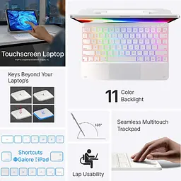 Чохол-клавіатура для iPad Air 13 та iPad Pro 12,9, 6, 5, 4-го, 3-го покоління, Magic Keyboard для iPad Pro 12,9, магнітний чохол - мініатюра 8