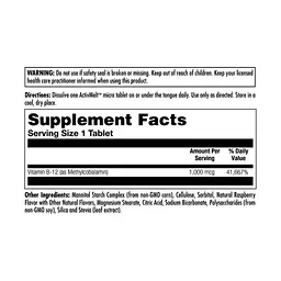 Вітаміни KAL B-12 Methylcobalamin Raspberry 1000 мкг 90 пігулок - мініатюра 2