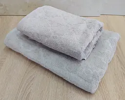 Набір турецьких махрових рушників 50х90+70х140 Gulcan Jacquard Cotton Lux Motif Light Beige - мініатюра 3