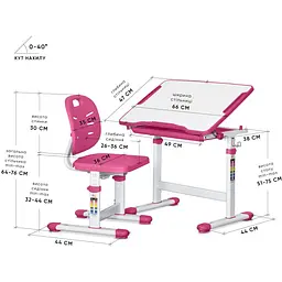 Комплект меблів Evo-kids Evo-05 Ergo Pink: стіл+стілець (Evo-05 Ergo PN) - мініатюра 2