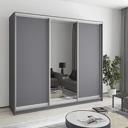 Шафа-купе тридверна MebelStar Стандарт AL 2ДСП/Дзеркало 230x60x210 см Антрацит (MBS-2913)