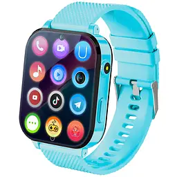 Дитячий GPS-годинник JETIX DF100 Pro Kids з вібродзвінком, 4G відеодзвінком і ліхтариком (Blue) - мініатюра 1