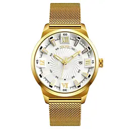 Годинник чоловічий наручний Skmei 9166 Gold blue оригінал - мініатюра 8
