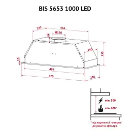 Витяжка повновбудована Perfelli BIS 5653 BL 1000 LED - мініатюра 12