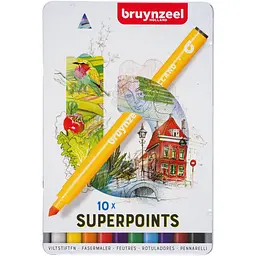 Набір кольорових фломастерів EXPRESSION 10 шт металева коробка Bruynzeel
