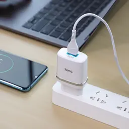 Зарядний пристрій Hoco C12Q USB QC 18W білий + кабель USB to Type-C - мініатюра 2