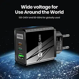 Зарядний пристрій Mirrow USB 2-Type-C Super Charge/Quick Charge 3.0 PD 58W Black (FR050840) - мініатюра 5