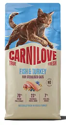 Сухий беззерновий корм Carnilove True Fresh Fish & Turkey Sterilised для стерилізованих котів риба та індичка 6 кг