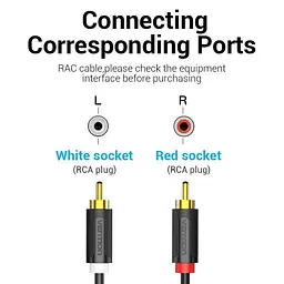 Кабель Audio 2RCA-2RCA Vention F/F 26К gold-plated 29 AWG 0.25m PVC Shell Black (BCMBD) - мініатюра 5