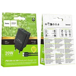 СЗУ Hoco CS94A Leader PD20W+QC3.0 charger set(Cto C)(EU) Black - мініатюра 2