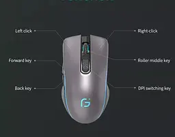 Мишка бездротова ігрова Gamousе X9 з акумулятором та підсвіткою Gray - мініатюра 5