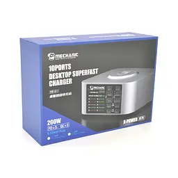 Зарядний пристрій MECHANIC 5xUSB-C PD + 5xUSB QC3.0 + Wireless Charging 15W LED indication 200W black (X-Power Plus-200W) - мініатюра 5