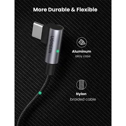 Дата кабель USB-C 2.0 to USB-C 1.0m 90° corner US334 black Ugreen (70643) - мініатюра 10