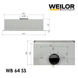 Витяжка повновбудована WEILOR WB 64 SS - мініатюра 12