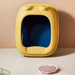 Туалет для котів із лопаткою Derby Plastic Cat Litter Box жовто-синій 43 х 34 х 20 см - мініатюра 5
