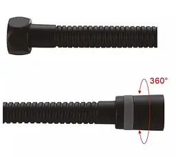 Душовий шланг, латунь, 1500 мм, чорний Gappo G45-3, Чорний матовий