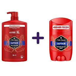 Набір Old Spice Captain: гель для душу та шампунь 3 в 1, 1 л + твердий дезодорант 50 мл