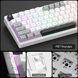 Клавіатура MageGee Light 87 Wireless Blue Whale Switch Star White (6971969728431-UA) [164292] - мініатюра 3