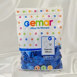 Надувні повітряні кульки Gemar 26 см (10") 100 шт наповнення повітрям або гелієм Синій - мініатюра 3